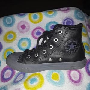 Boy's Size 12 Black Leather Converse!